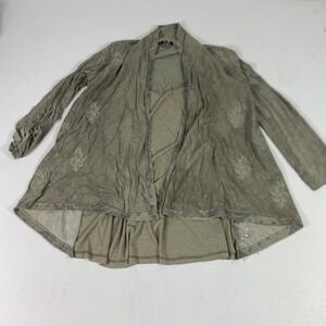 Miss Me Jacket Womens Small Green Rayon Open Front Paisley Embroidered Boho